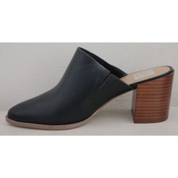 dv x Dolce Vita UW611029 Women’s Sz 8.5 Black Nero PU Leather Stacked Heel Mules - Picture 5 of 14